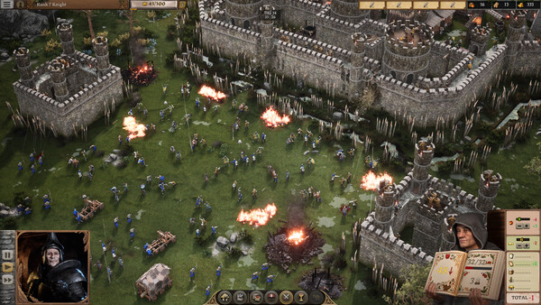 Stronghold 4 Steam screenshot showing settlement pressure for popularity and economy planning.
